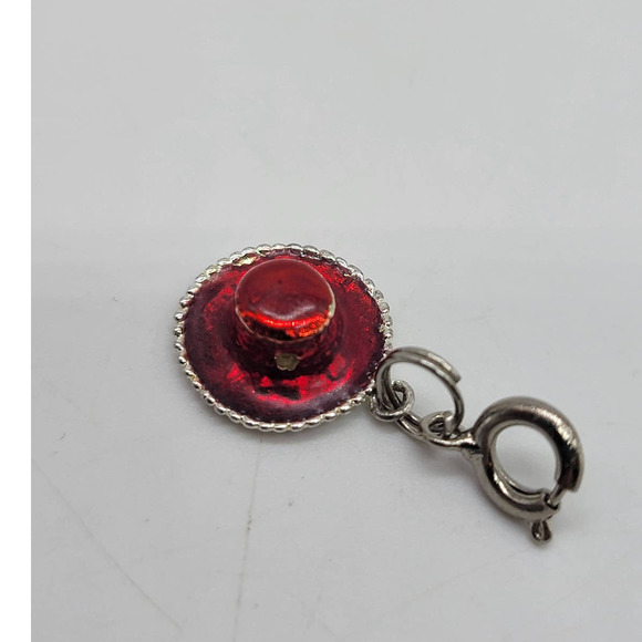 Sterling Silver Red Hat Bracelet Charm Some Flaws Please Read - Picture 4 of 6